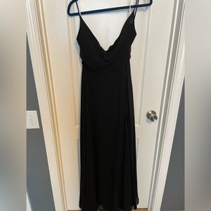Romantically Speaking Black Cowl Lace-Up Maxi Dress